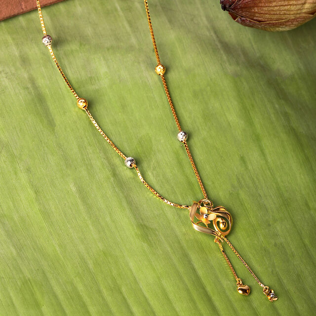 Tanishq 22 Karat Gold Pendant with Chain for Women 