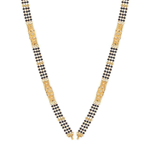 Traditional Floral Motif Black Bead Gold Mangalsutra 2