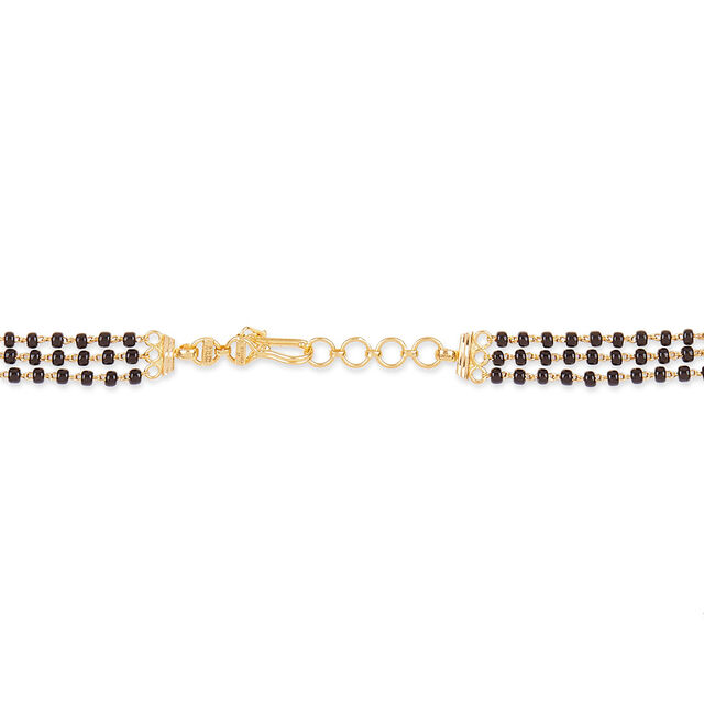 Traditional Floral Motif Black Bead Gold Mangalsutra 4