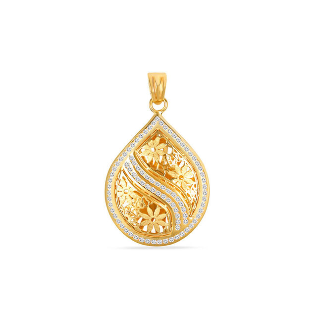 Tanishq 22KT CZ Pendant With Earring for Women 3