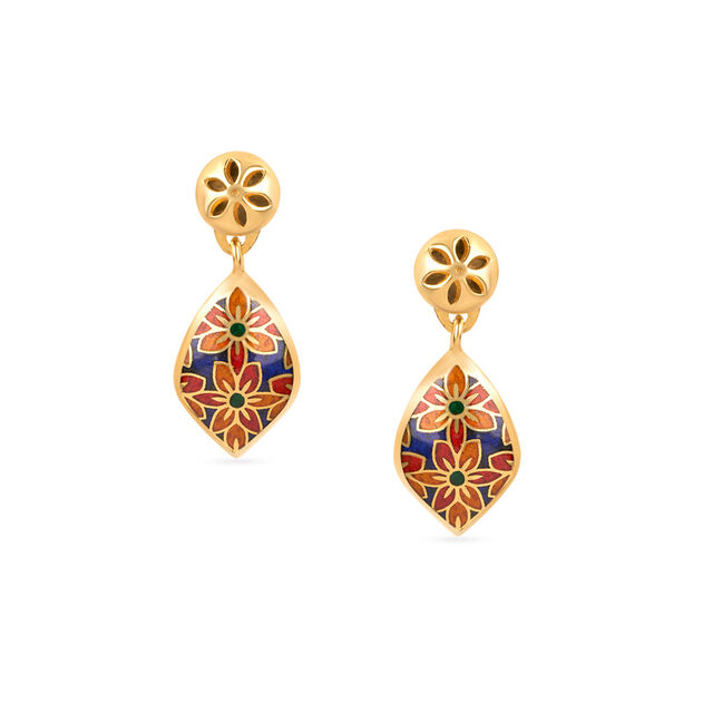 Tanishq 22 Karat Gold Pendant and Earrings Set for Women 