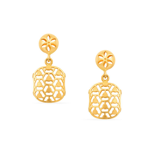 Tanishq 22KT Gold Pendant With Earring for Women 