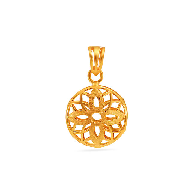 Tanishq 22 Karat Gold Pendant and Earrings Set for Women 2