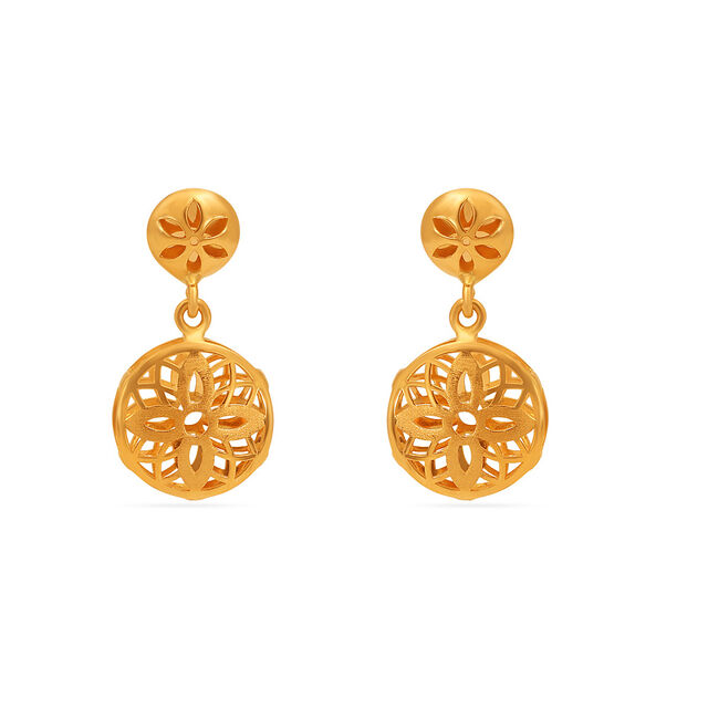 Tanishq 22 Karat Gold Pendant and Earrings Set for Women 4