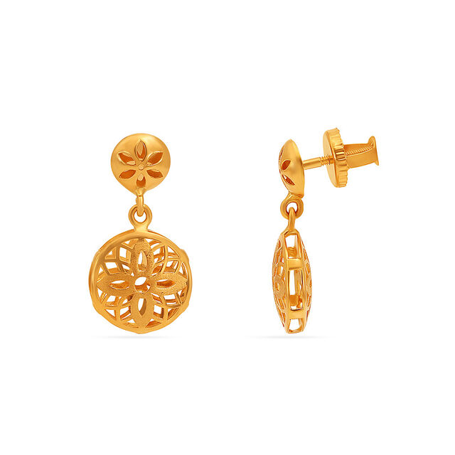 Tanishq 22 Karat Gold Pendant and Earrings Set for Women 5