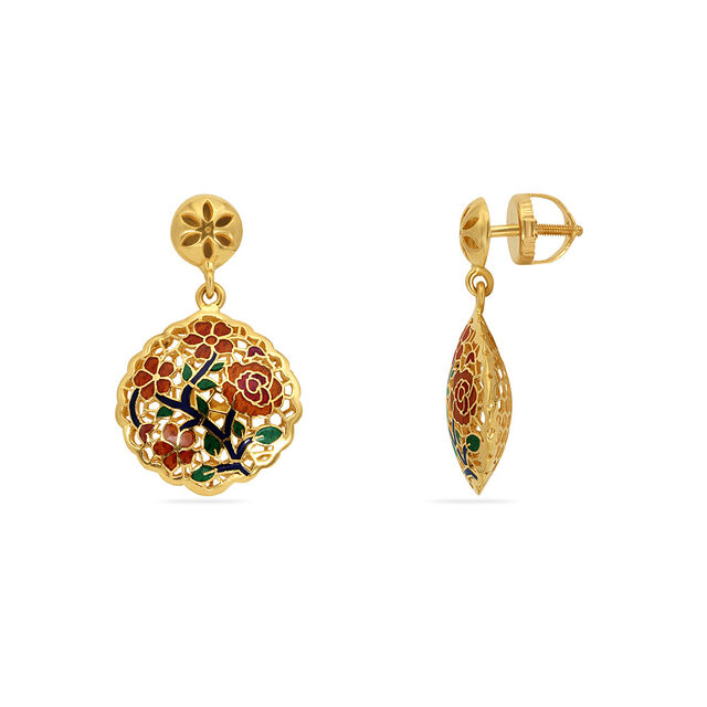 Tanishq 22 Karat Gold Pendant and Earrings Set for Women 4