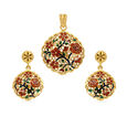 Tanishq 22 Karat Gold Pendant and Earrings Set for Women 