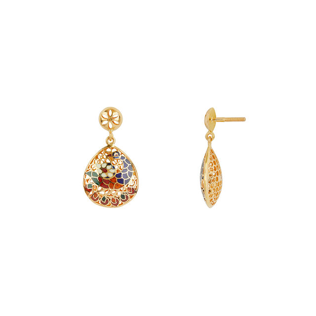 Tanishq 22KT Gold Pendant and Earrings Set for Women 4