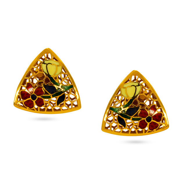 Tanishq 22 KT Gold Pendant and Earrings Set for Women