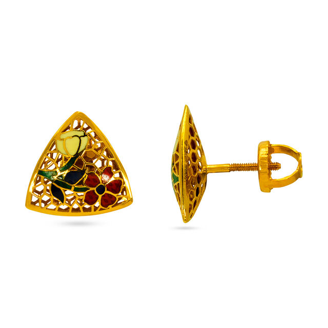 Tanishq 22 KT Gold Pendant and Earrings Set for Women