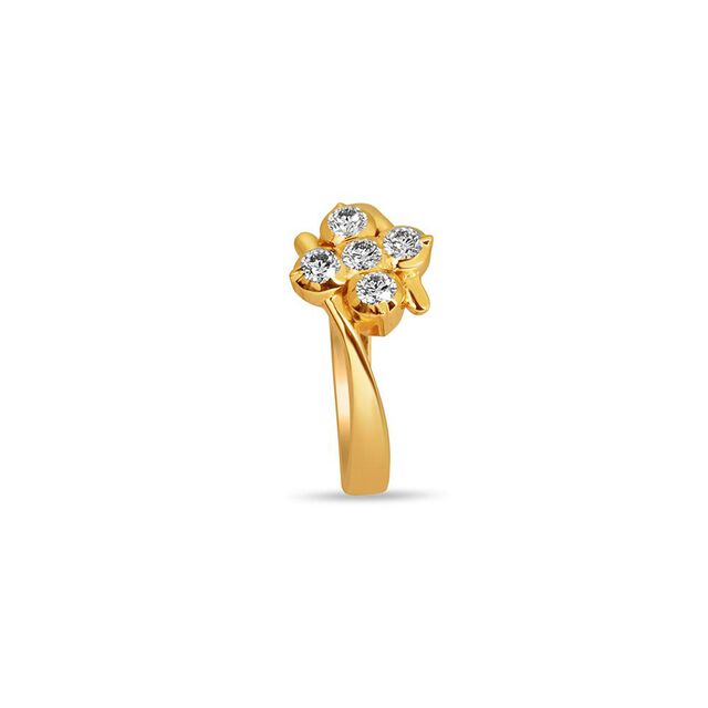 Floral Gemstone Gold Ring 