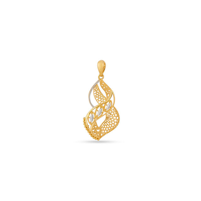 Tanishq 22KT Gold Pendant and Earrings Set for Women 2