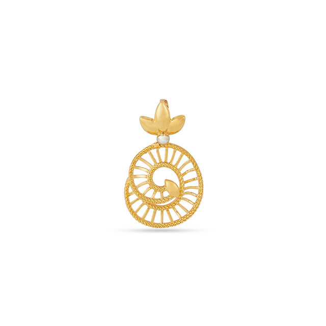 Tanishq 22KT Gold Pendant and Earrings Set for Women 2