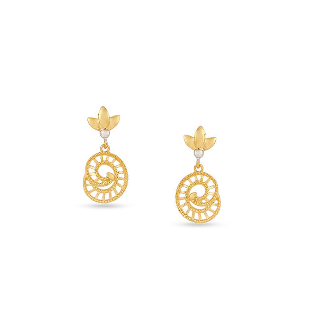 Tanishq 22KT Gold Pendant and Earrings Set for Women 3