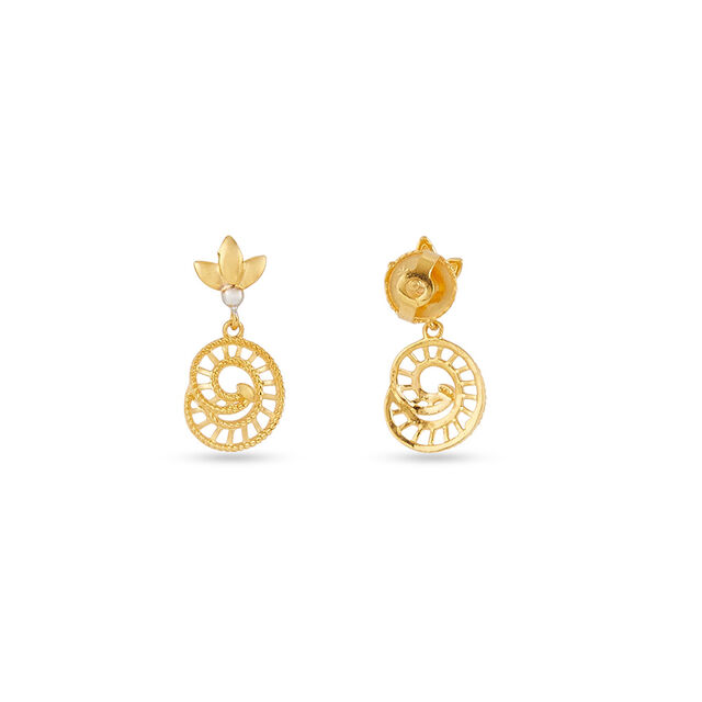 Tanishq 22KT Gold Pendant and Earrings Set for Women 4