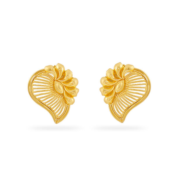 Vintage Gold Fan Earrings 