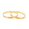 22 Karat Yellow Gold Bangles: Modern Openwork Design with Crosshatch Detail 