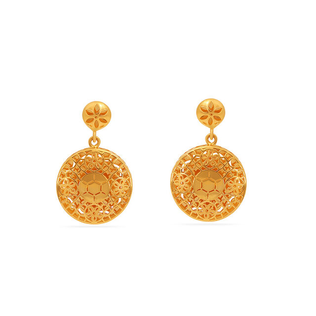 Tanishq 22KT  Gold Pendant and Earrings Set  for Women 3