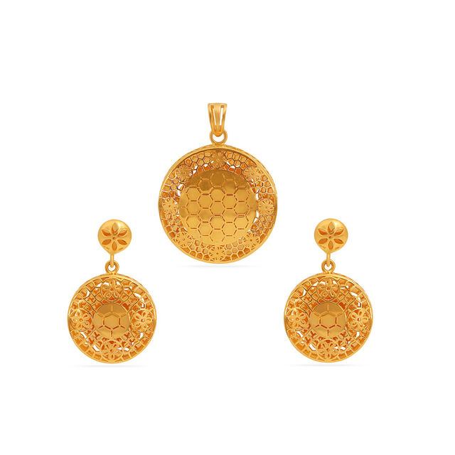 Tanishq 22KT  Gold Pendant and Earrings Set  for Women 5