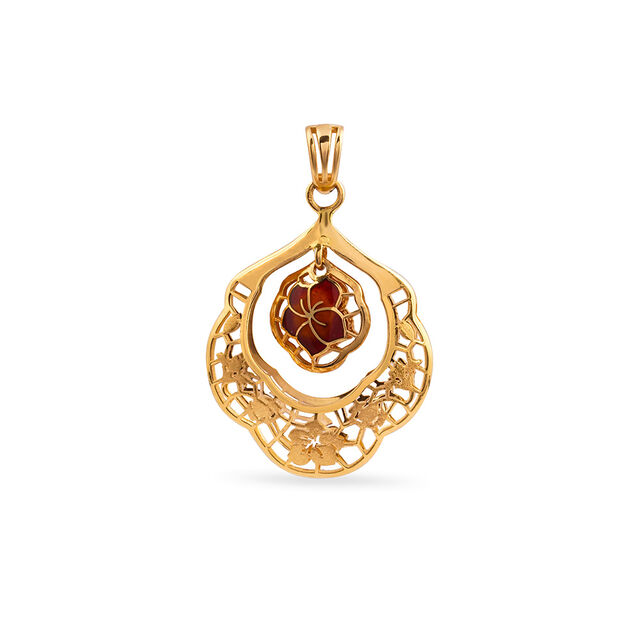 Tanishq 22KT Gold Pendant and Earrings Set for Women 5