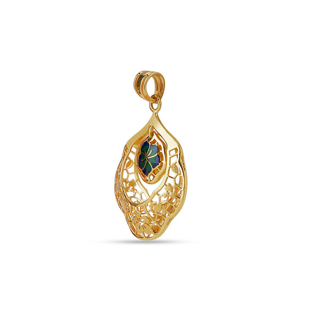 Tanishq 22KT Gold Pendant and Earrings Set for Women 2