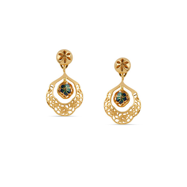 Tanishq 22KT Gold Pendant and Earrings Set for Women 3