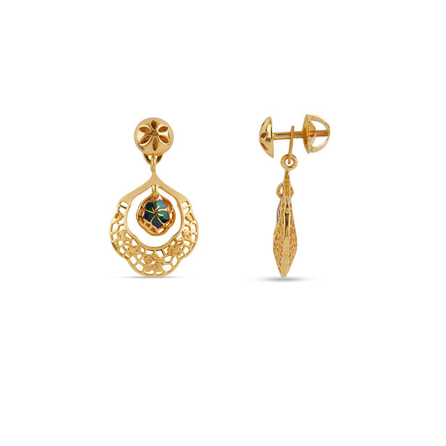Tanishq 22KT Gold Pendant and Earrings Set for Women 4