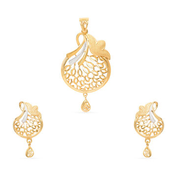 Tanishq 22KT Gold Pendant With Earring for Women