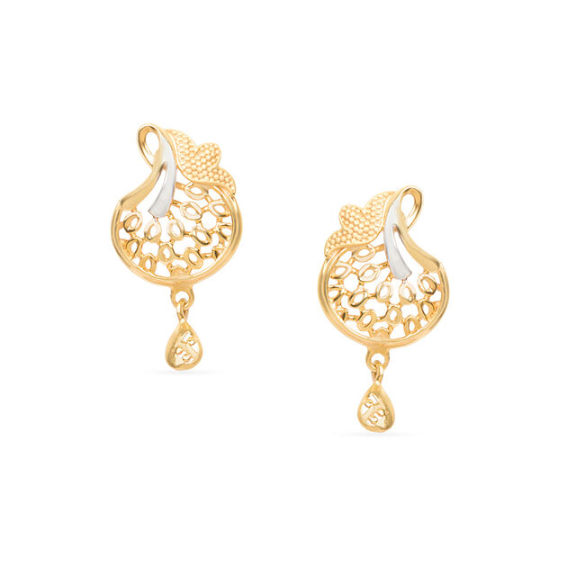 Tanishq 22KT Gold Pendant With Earring for Women 4