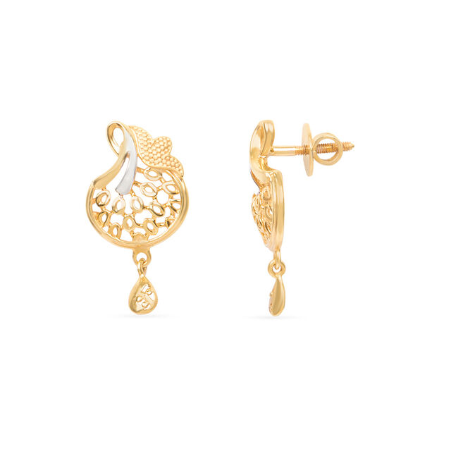 Tanishq 22KT Gold Pendant With Earring for Women 5