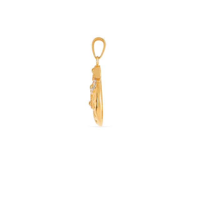 Tanishq 22KT Gold Pendant and Earrings Set for Women 2