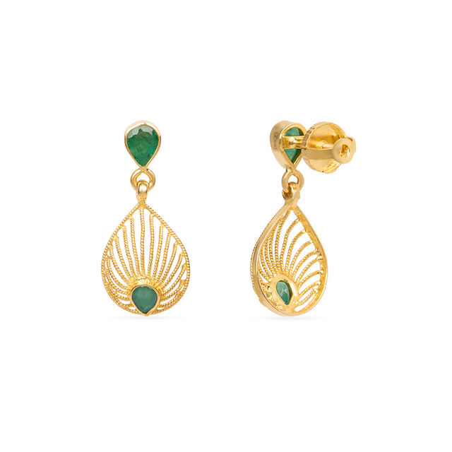 Tanishq 22KT Gold Drop Earring for Women 3