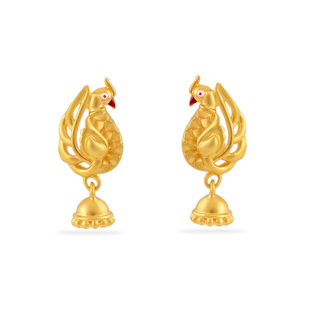 Gold Peacock Majesty Earrings 