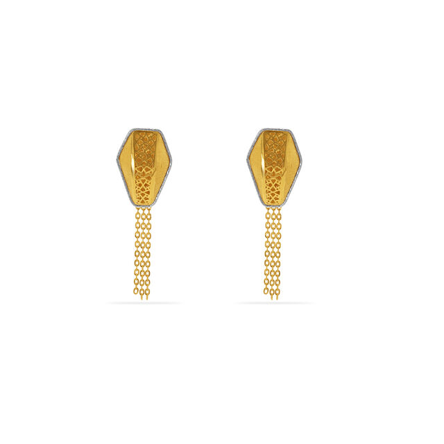 Studded Hexagonal Gold Jhumka