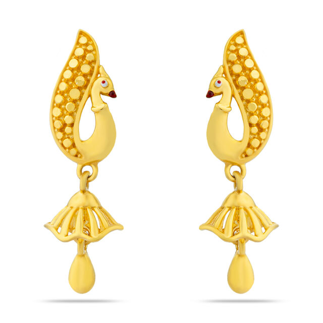 Modernist Gold Drop Earrings 