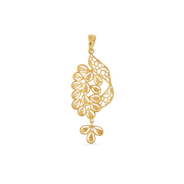 Tanishq 22KT Gold Pendant and Earrings Set for Women 3