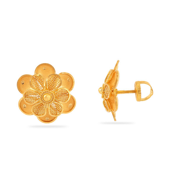 Blooming Brilliance: 22 Karat Gold Floral Stud Earrings 2