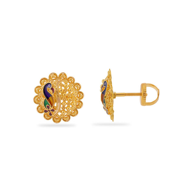 Enriched Floral Enamel Studs 2