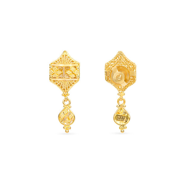 Tanishq 22KT Gold Drop Earring for Women 3