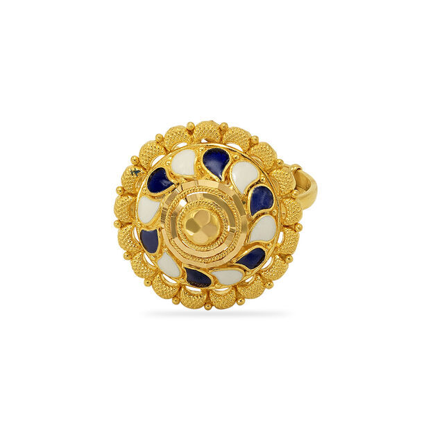 Floral Motif Antique Enamel Ring