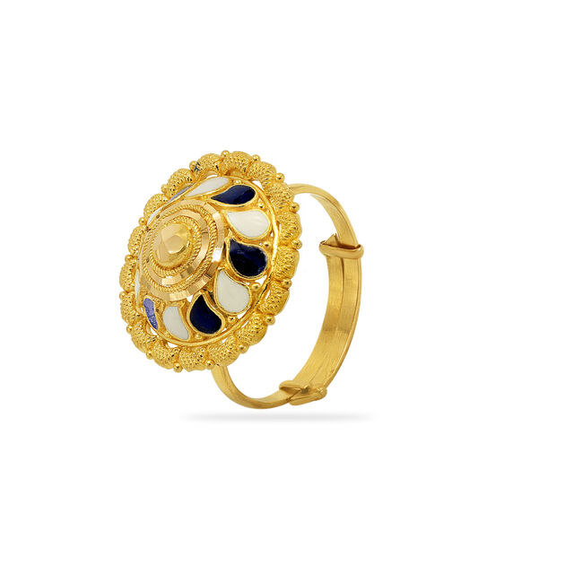 Floral Motif Antique Enamel Ring