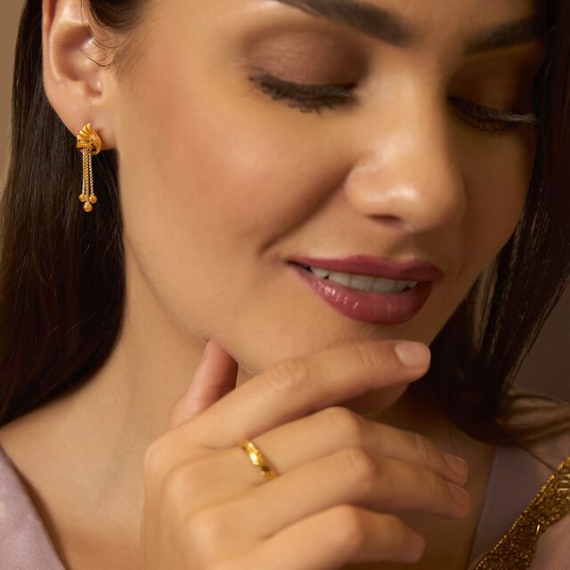 Tanishq 22KT Gold Drop Earring for Women 2