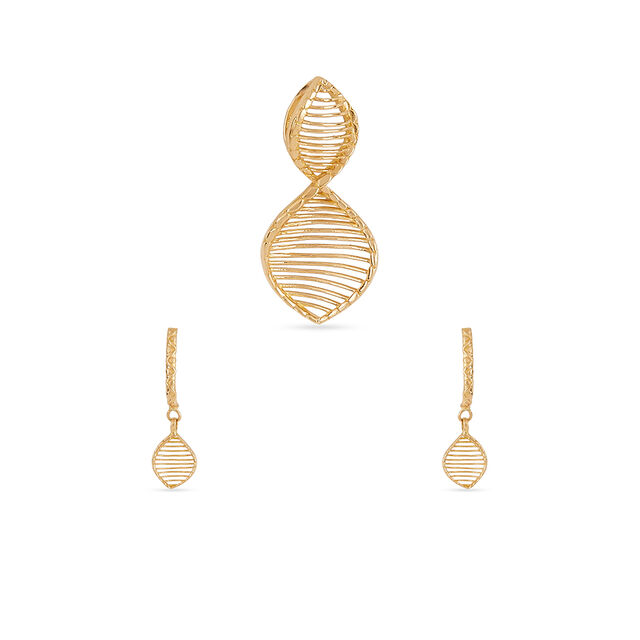 Tanishq 22KT Gold Pendant and Earrings Set for Women 