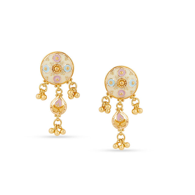 Tanishq 22KT Gold Pendant and Earrings Set for Women 3