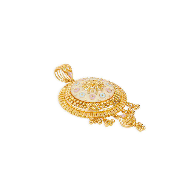 Tanishq 22KT Gold Pendant and Earrings Set for Women 5