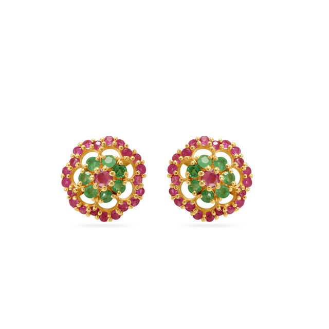 Floral Gemstone Earrings and Pendant Set 4