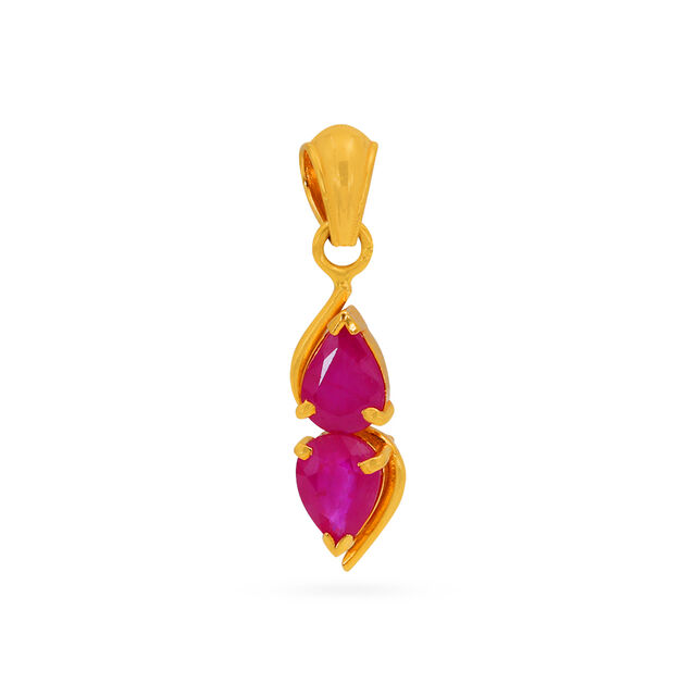 Tanishq 22KT Gold Pendant and Earrings Set for Women 