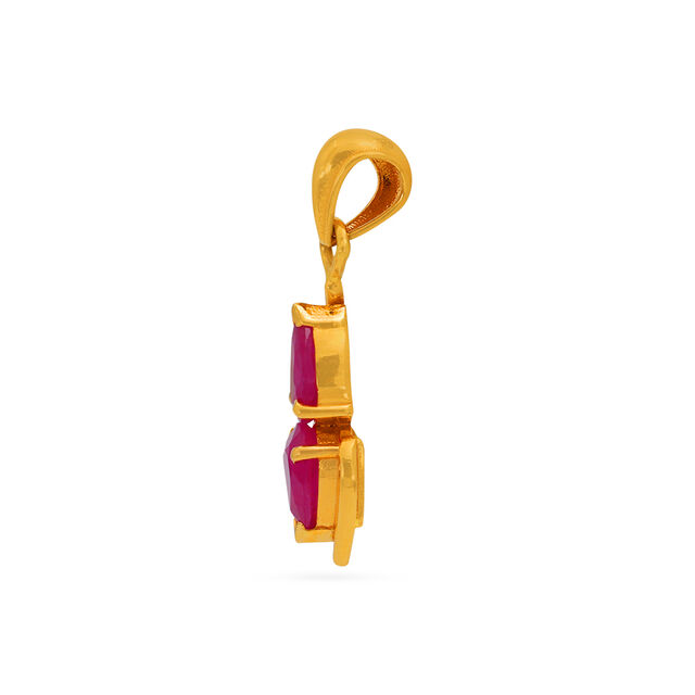 Tanishq 22KT Gold Pendant and Earrings Set for Women 2