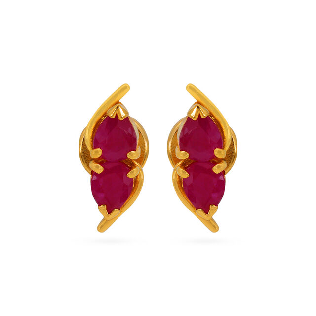 Tanishq 22KT Gold Pendant and Earrings Set for Women 3