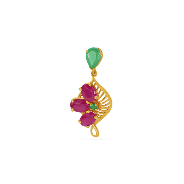 Tanishq 22 KT Gold Pendant and Earrings Set for Women